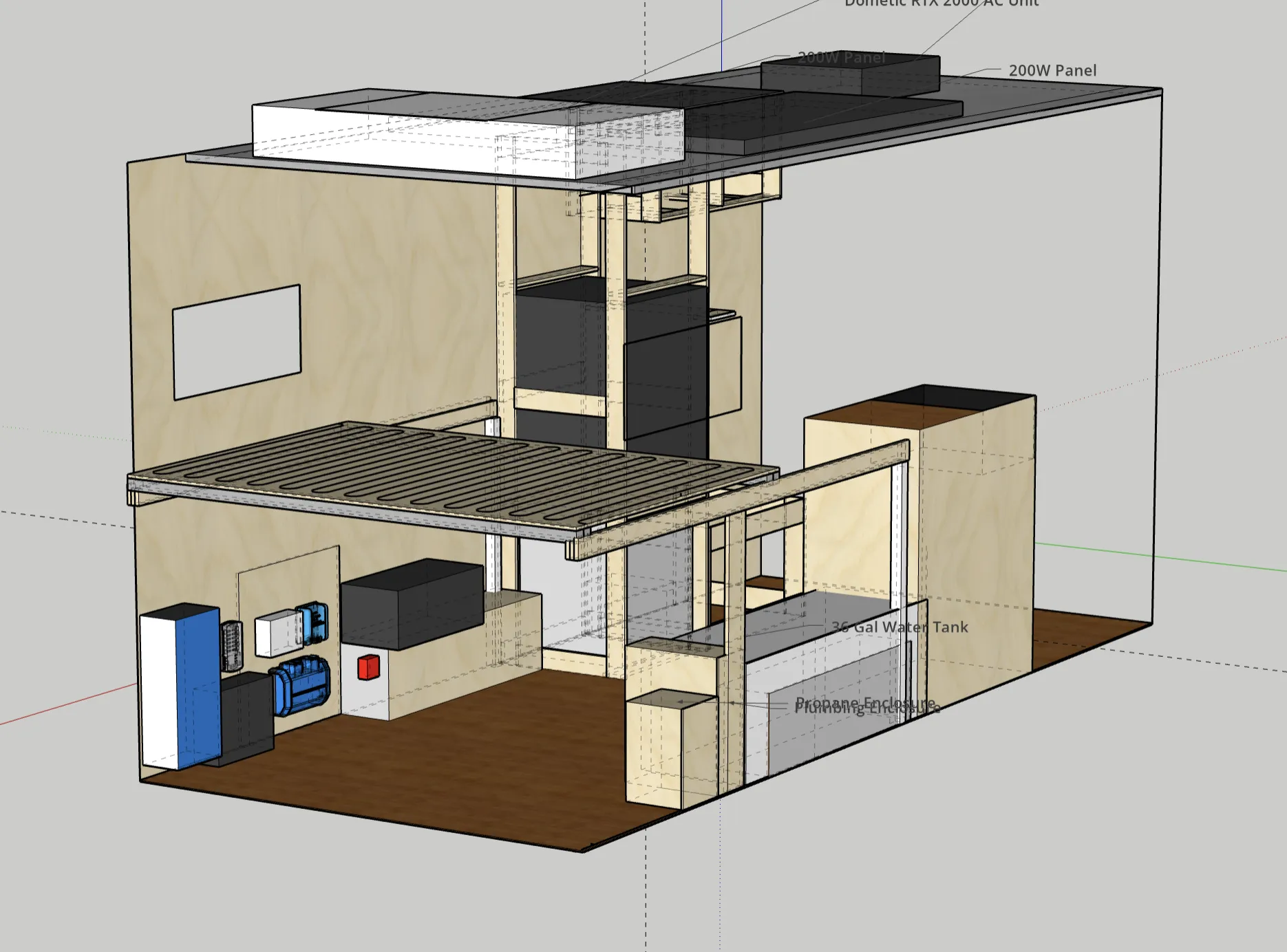 Planning sketch of campervan layout